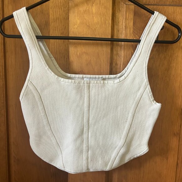 Aritzia Cream Corset Cropped Tank Top - Picture 1 of 3